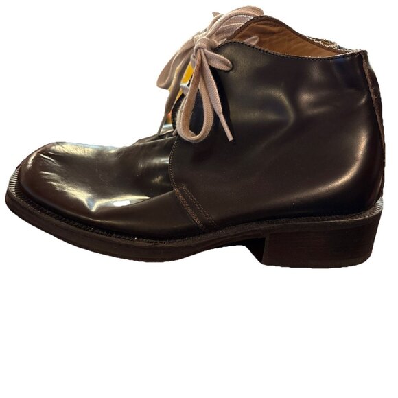 Vintage Kenneth Cole Square Toe Brown Leather Chukka Boots Made in Italy Size 41 - Picture 7 of 8